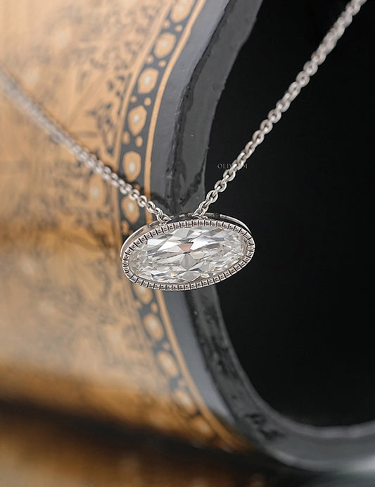 Old Mine Moval Milgrain Set Pendant