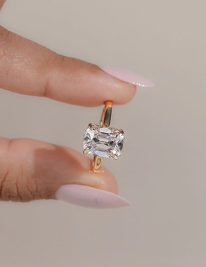 Georgian Old Mine Cushion Cut Hidden Halo Engagement Ring Engagement Ring
