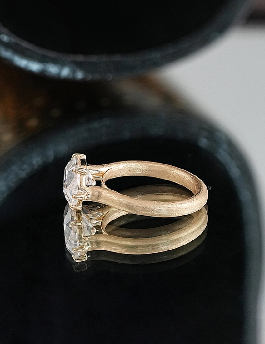 East West Old Mine Moval Lab Engagement Ring - Georgian Era Engagement Ring