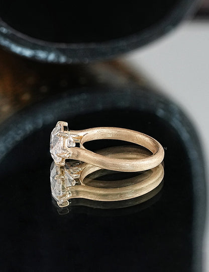 East West Old Mine Moval Lab Engagement Ring - Georgian Era Engagement Ring