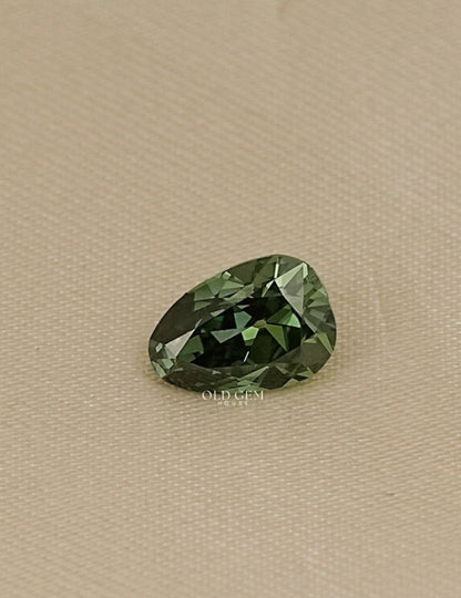 Fancy Deep Green Old Mine Pear Loose Diamond