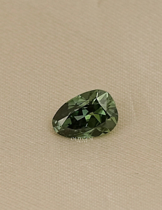 Fancy Deep Green Old Mine Pear Loose Diamond