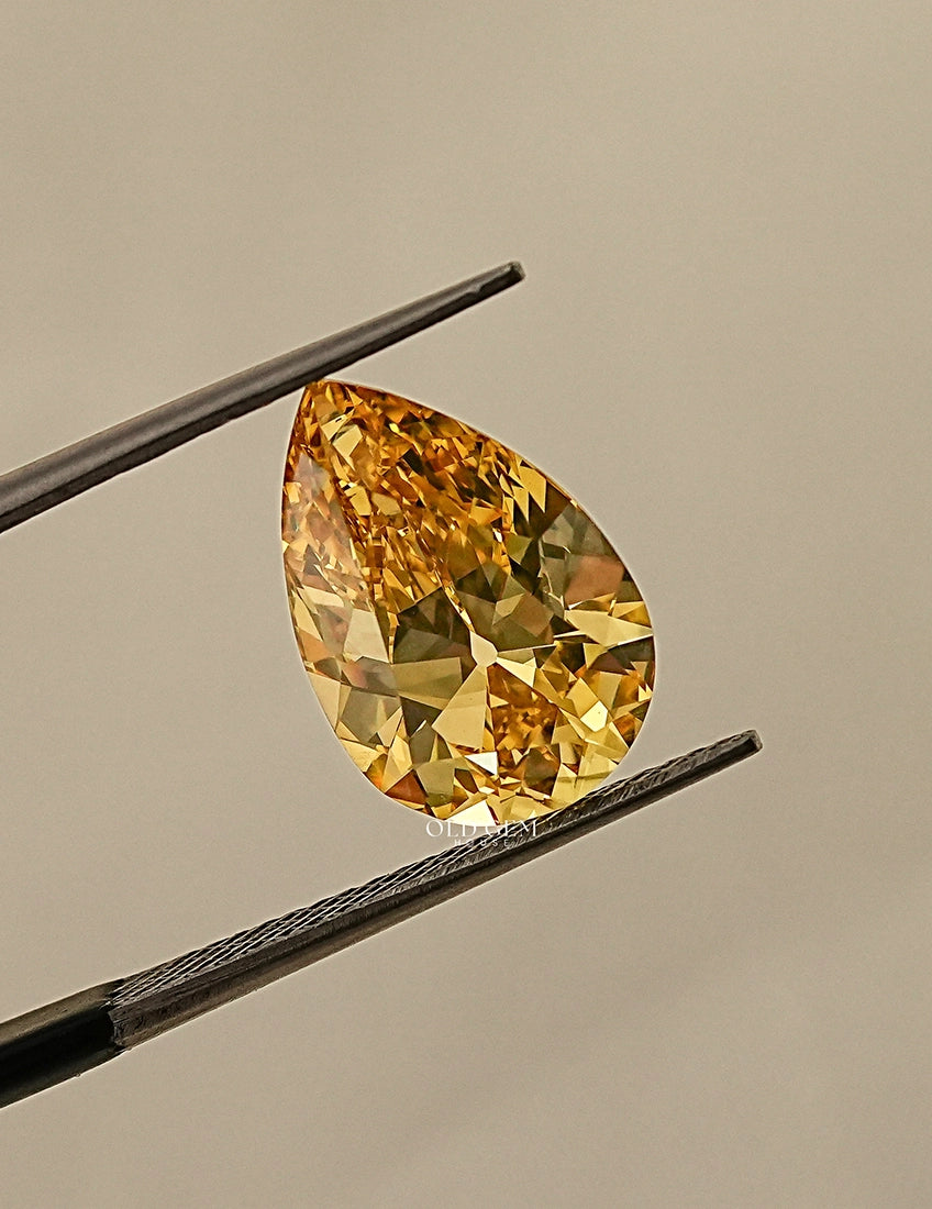 Fancy Vivid Yellow Old Mine Pear Cut Loose Diamond