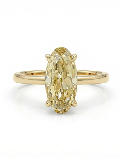 Georgian Fancy Yellow Old Mine Moval Cut Solitaire Ring Engagement Ring