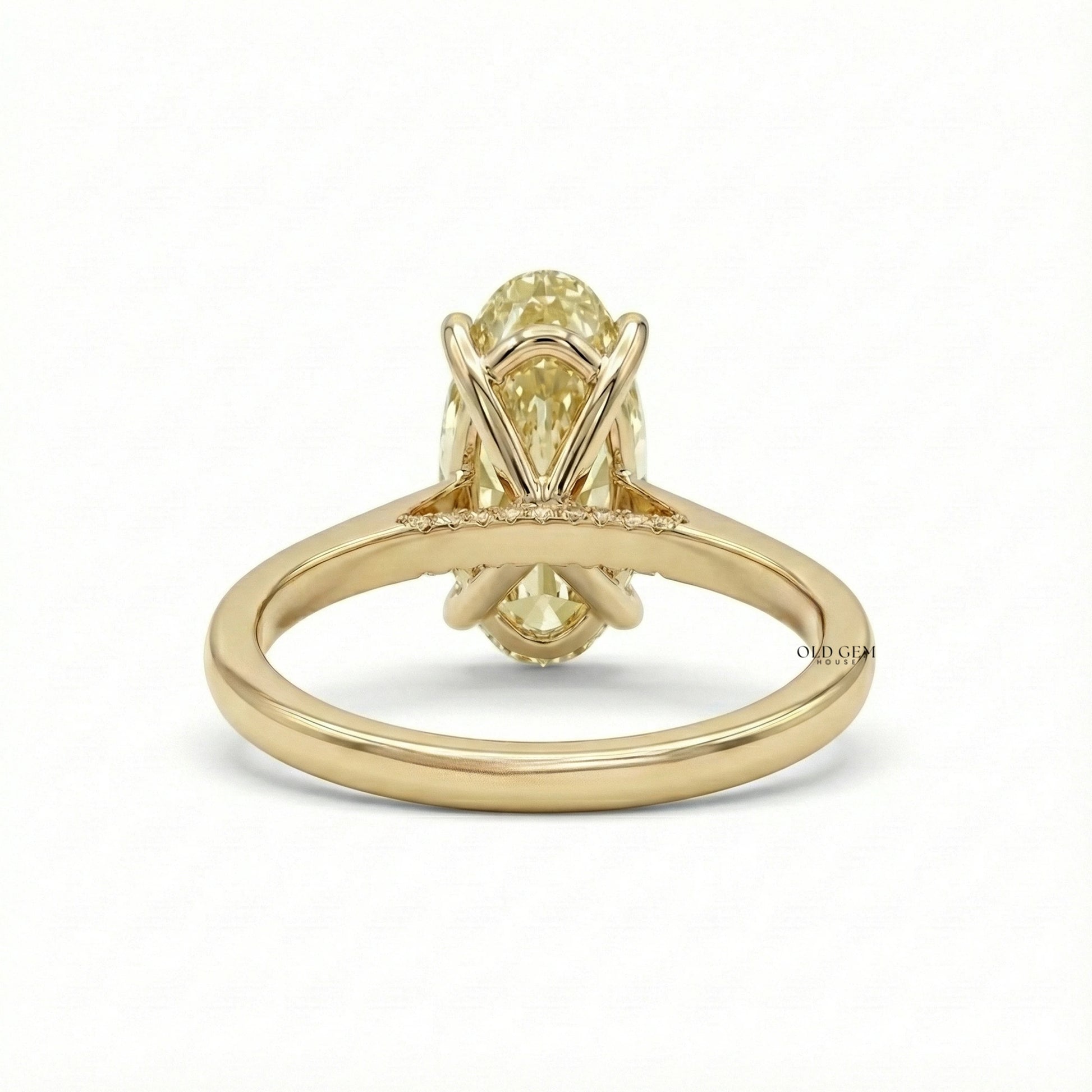 Georgian Fancy Yellow Old Mine Moval Cut Solitaire Ring Engagement Ring