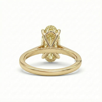Georgian Fancy Yellow Old Mine Moval Cut Solitaire Ring Engagement Ring
