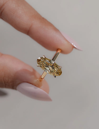 Georgian Fancy Yellow Old Mine Moval Cut Solitaire Ring Engagement Ring