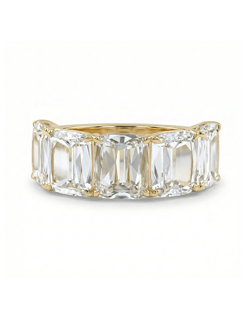 Shallow Ashoka Cut Five Stone Band - Georgian Era Wedding Band