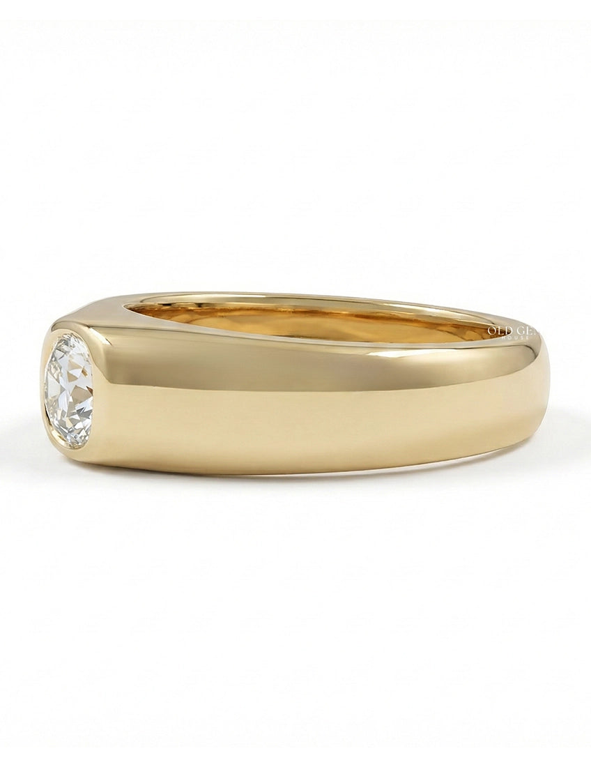 Old Mine Cushion Cut Flush Set Band Georgian Era Wedding Band