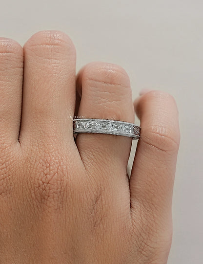 Victorian French Cut Baguette Unisex Wedding Band Wedding Band