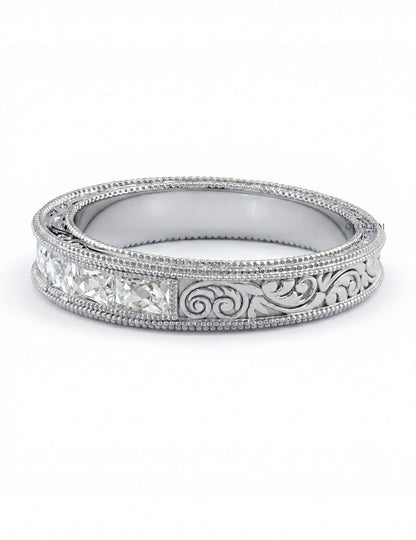 Victorian French Cut Baguette Unisex Wedding Band Wedding Band