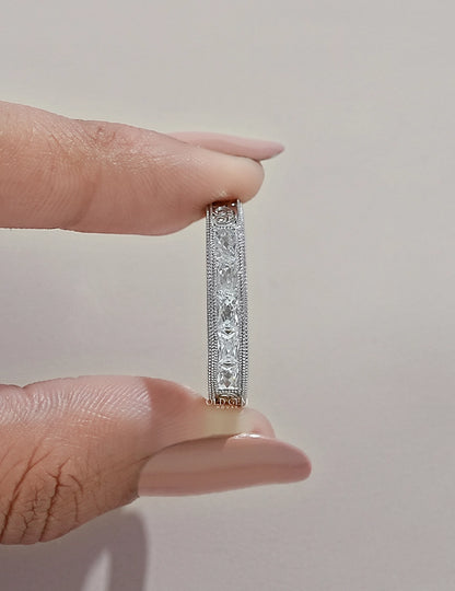 Victorian French Cut Baguette Unisex Wedding Band Wedding Band