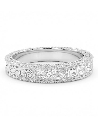 Victorian French Cut Baguette Unisex Wedding Band Wedding Band