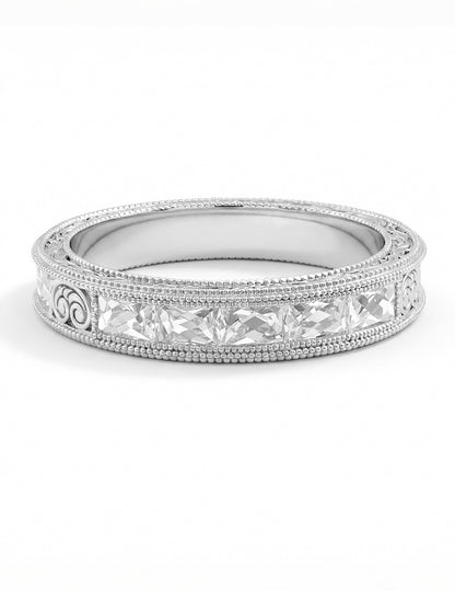 Victorian French Cut Baguette Unisex Wedding Band Wedding Band