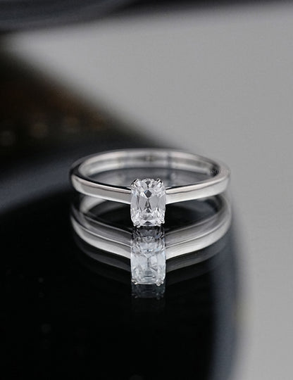 Old Mine Cushion Hidden Halo Ring