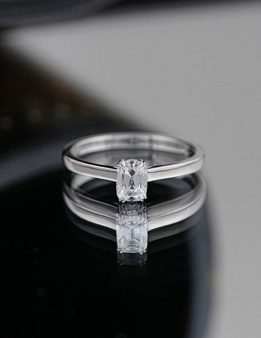 Old Mine Cushion Hidden Halo Ring