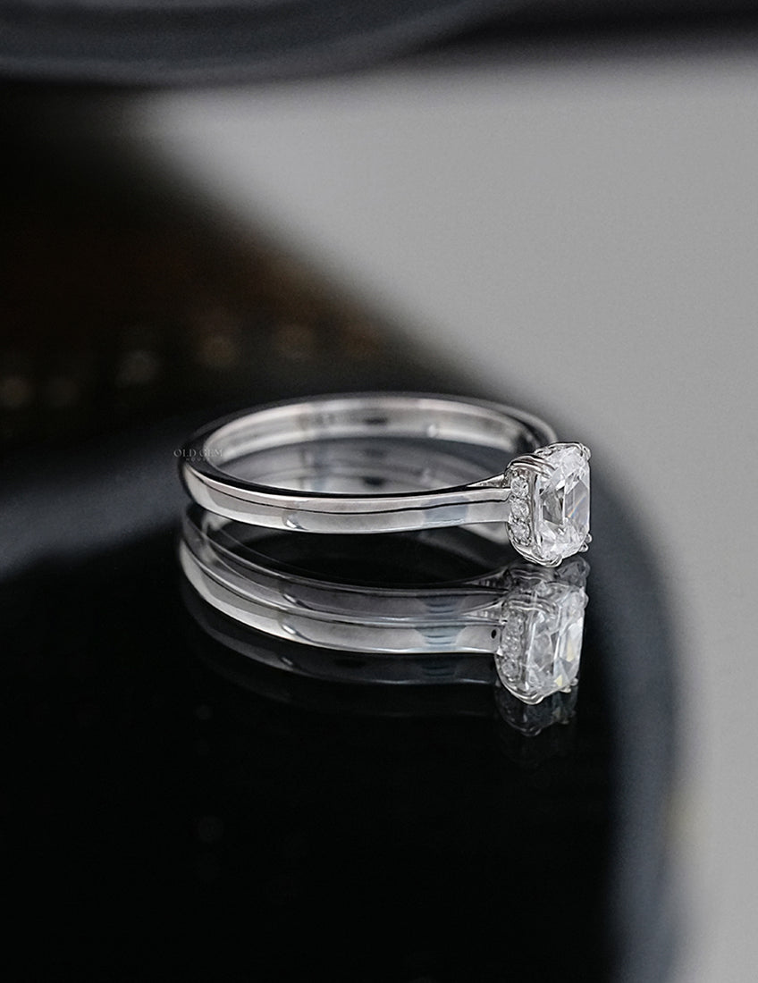 Old Mine Cushion Hidden Halo Ring