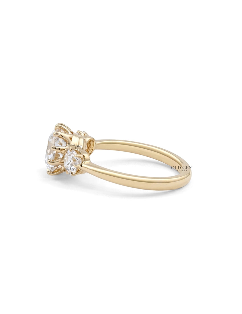Mid Century Old Mine Cut Trilogy Engagement Ring Engagement Ring