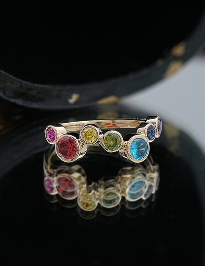 Multi Gemstone Wedding Band