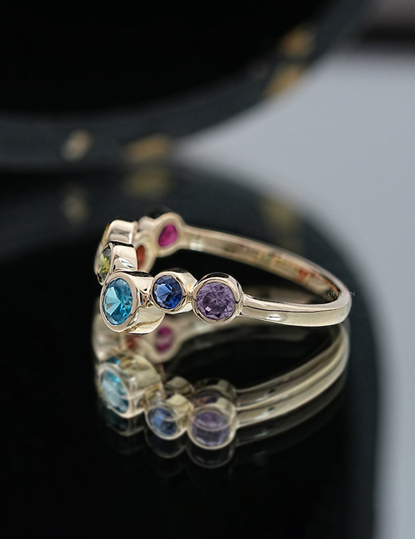 Multi Gemstone Wedding Band
