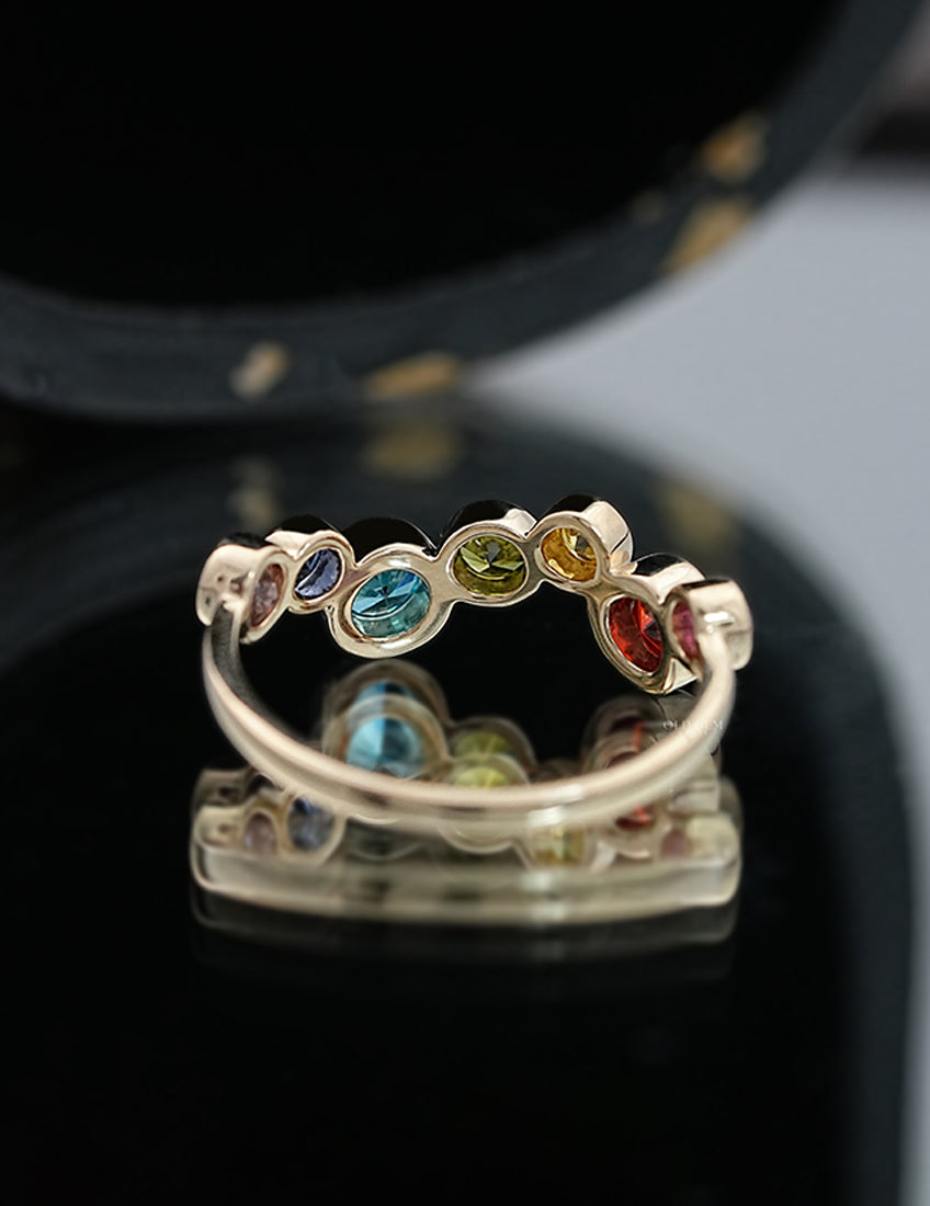 Multi Gemstone Wedding Band