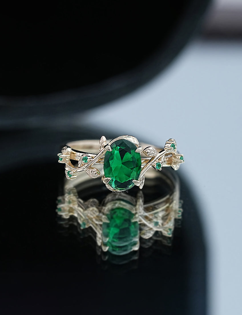 Oval Gemstone Solitaire Accent Ring