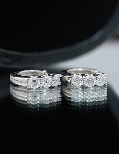 OEC Round Lab Diamond Huggie Hoop