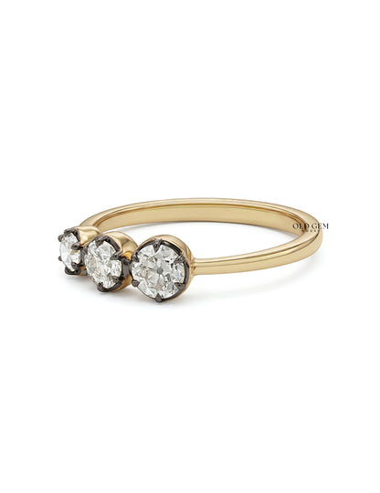 Georgian Old European Cut Three Stone Engagement Ring Engagement Ring