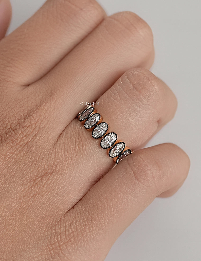Georgian Style Old Mine Oval Diamond Eternity Wedding Band Wedding Band