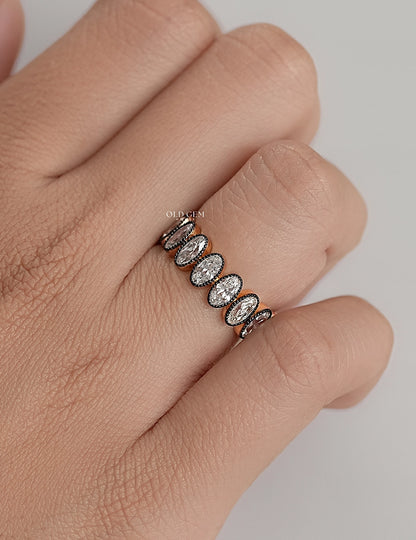 Georgian Style Old Mine Oval Diamond Eternity Wedding Band Wedding Band
