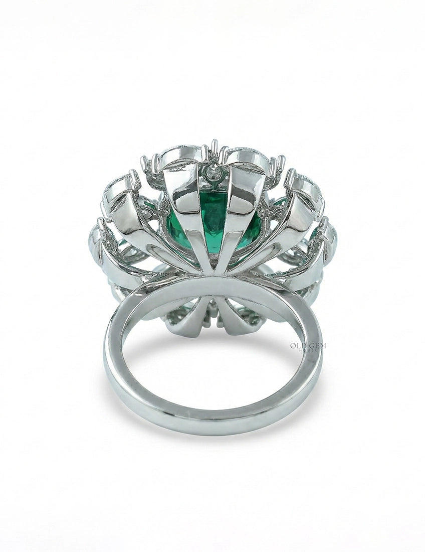 Art Deco Colombian Cushion Halo Engagement Ring Engagement Ring