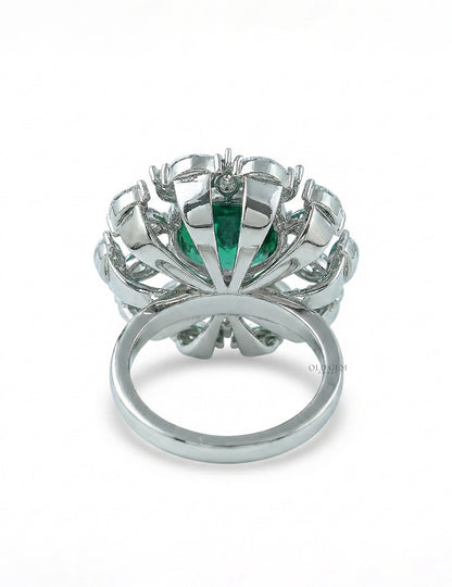 Art Deco Colombian Cushion Halo Engagement Ring Engagement Ring