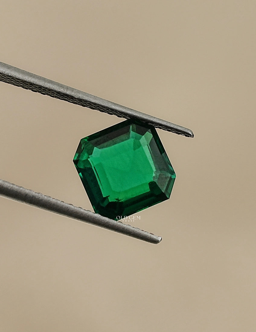 Green Zambian Asscher Cut Loose Gemstone Gemstone