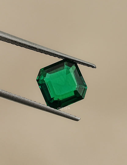 Green Zambian Asscher Cut Loose Gemstone Gemstone