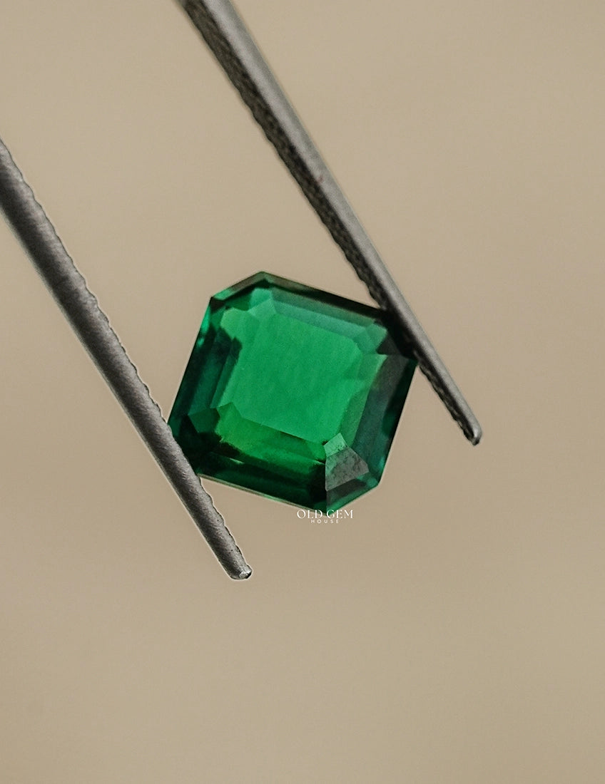 Green Zambian Asscher Cut Loose Gemstone Gemstone