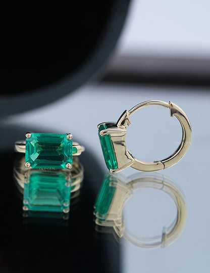 Green Emerald Huggie Hoops Earring Earrings