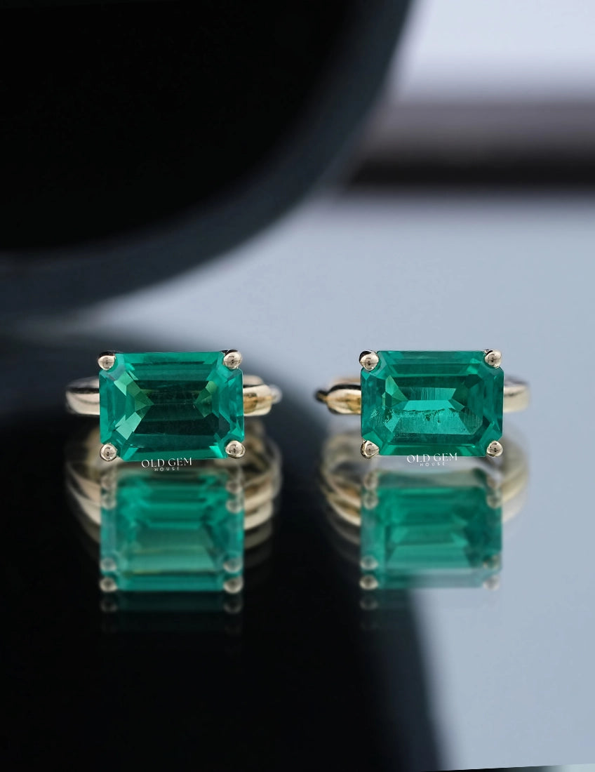 Green Emerald Huggie Hoops