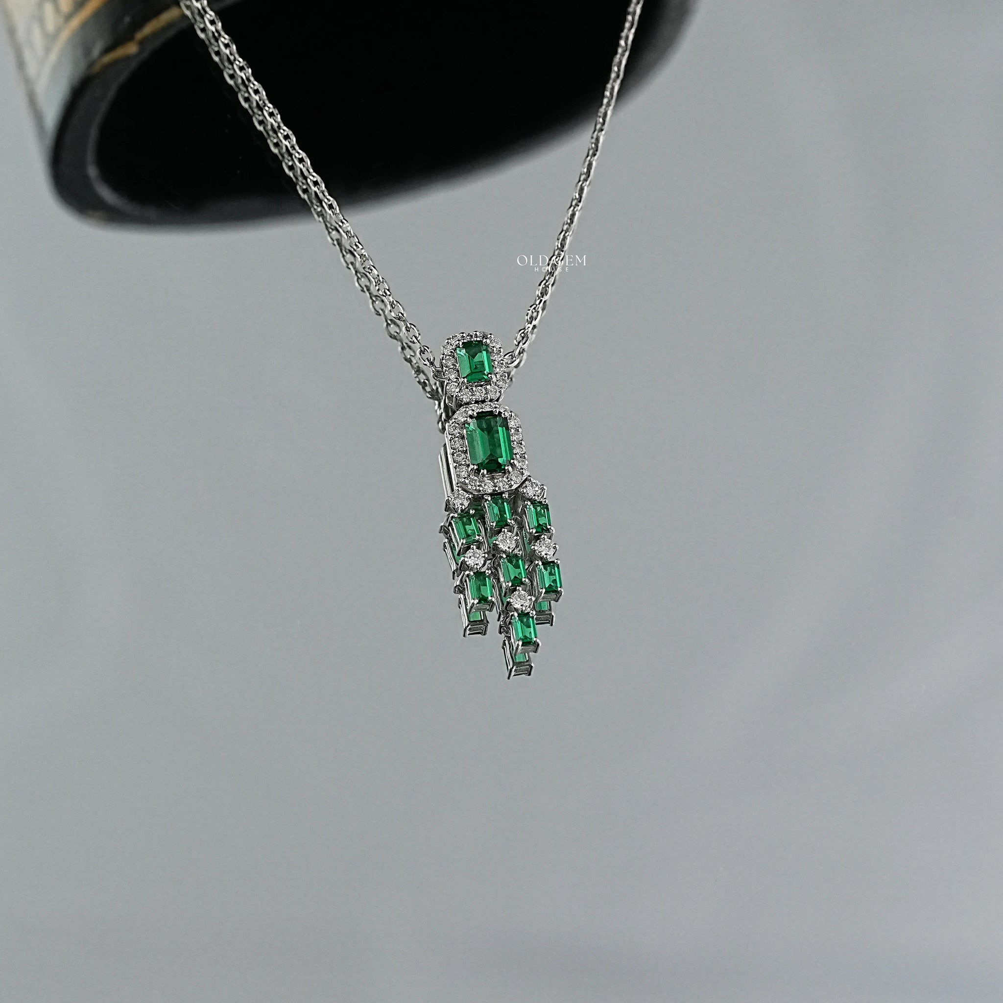 Green Emerald Lab Diamond Necklace