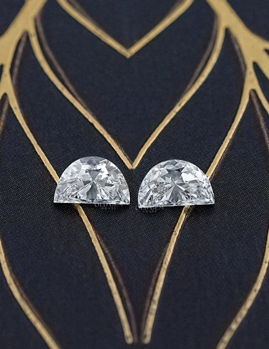Half Moon Cut Lab Grown Diamonds Pair Lab Grown Diamond