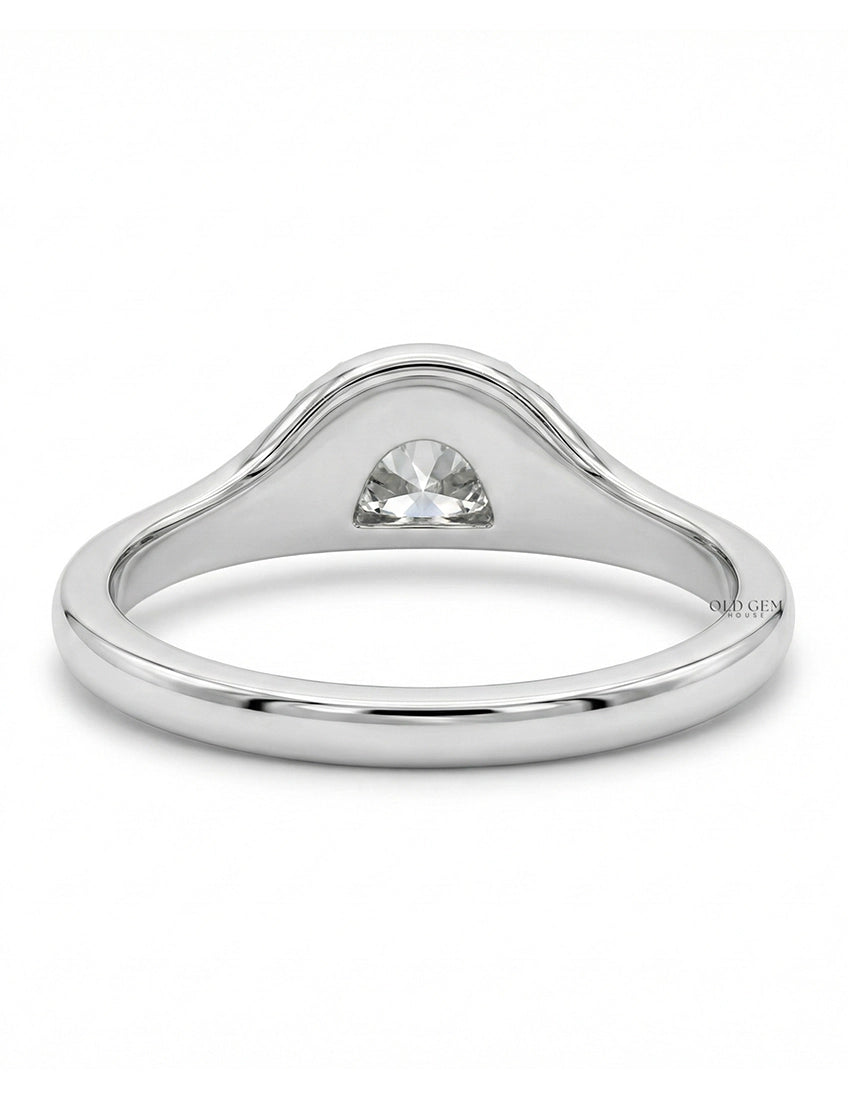 Art Deco Style Half Moon Cut Sunrise Ring Engagement Ring