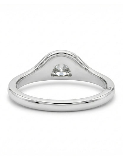 Art Deco Style Half Moon Cut Sunrise Ring Engagement Ring