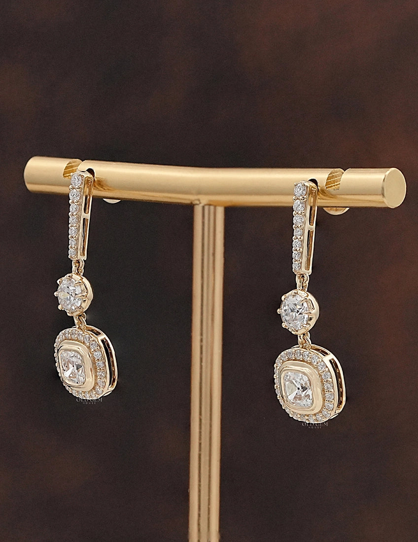 Old Cut Diamond Dangle Drop Earrings