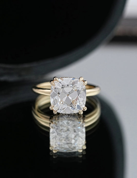 Hidden Halo Square Cushion Solitaire Engagement Ring Engagement Ring