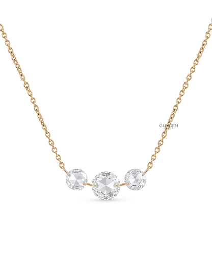 Lab Diamond Rose Round Diamond Necklace