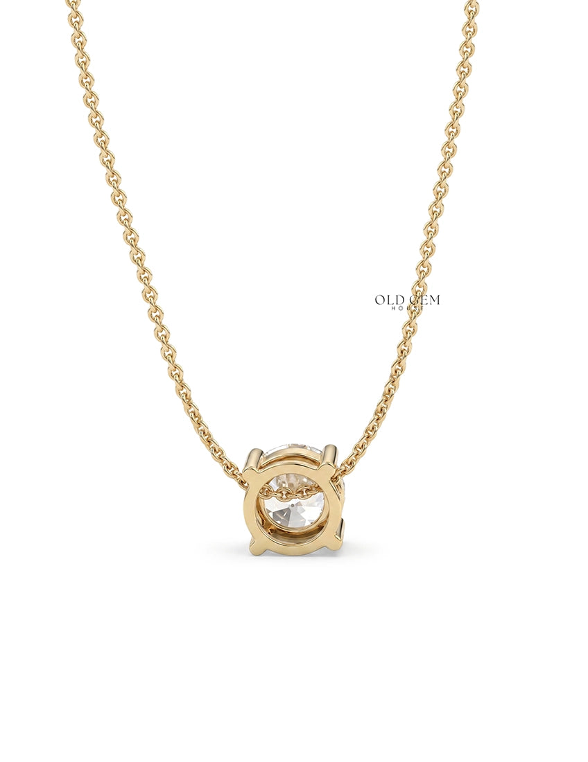 Old European Round Cut Diamond Solitaire Pendant Necklaces