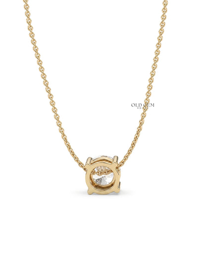 Old European Round Cut Diamond Solitaire Pendant Necklaces