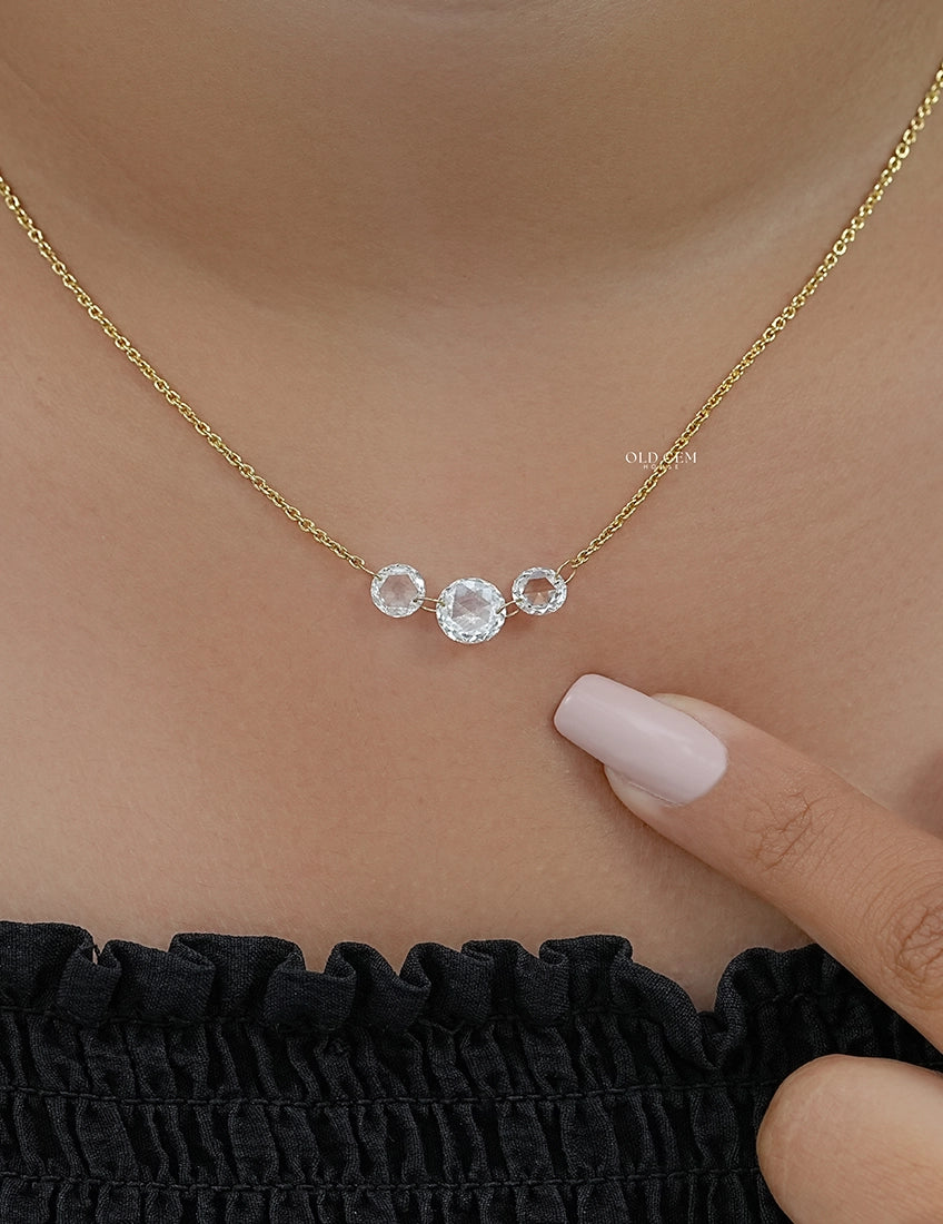 Lab Diamond Rose Round Diamond Necklace
