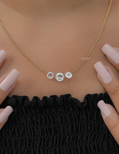 Lab Diamond Rose Round Diamond Necklace