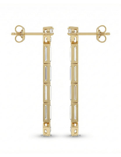 Multi Shape Lab Grown Diamond Linear Drop Earrings Earrings
