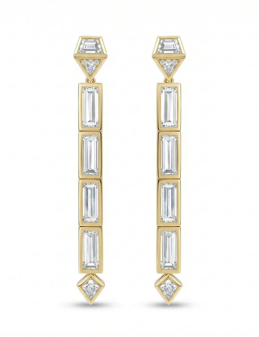 Multi Shape Lab Grown Diamond Linear Drop Earrings Earrings